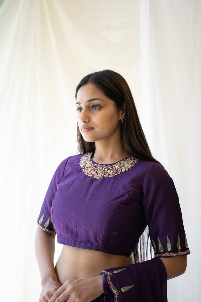 Purple Raat Chandani chanderi Blouse