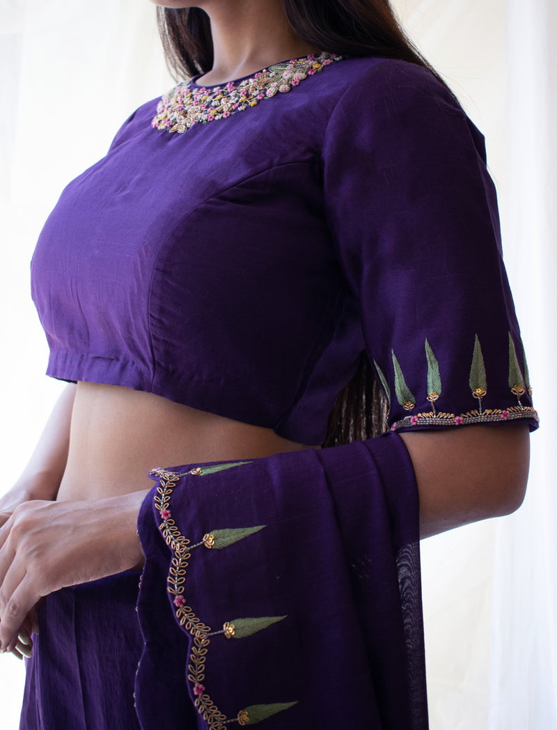 Purple Raat Chandani chanderi Blouse