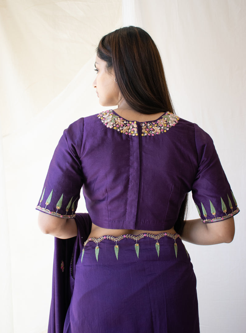 Purple Raat Chandani chanderi Blouse