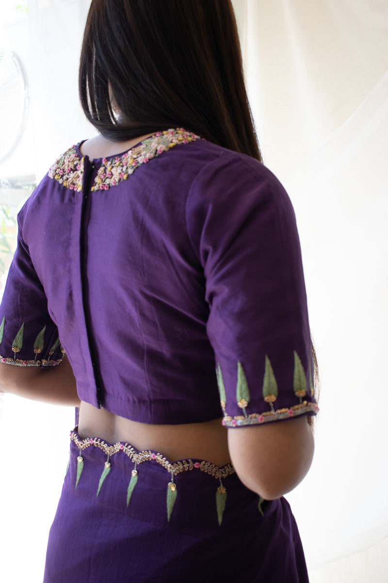 Purple Raat Chandani chanderi Blouse