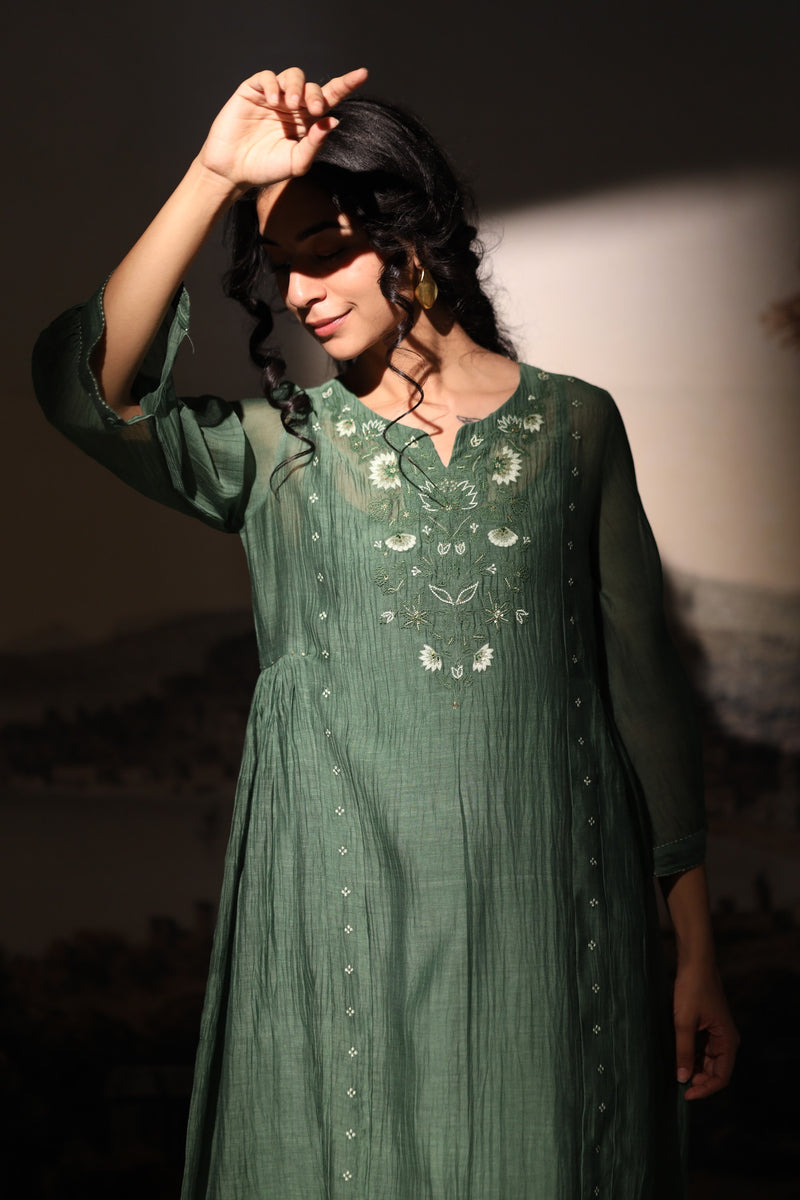 bottle green juhi yoke Kurta set