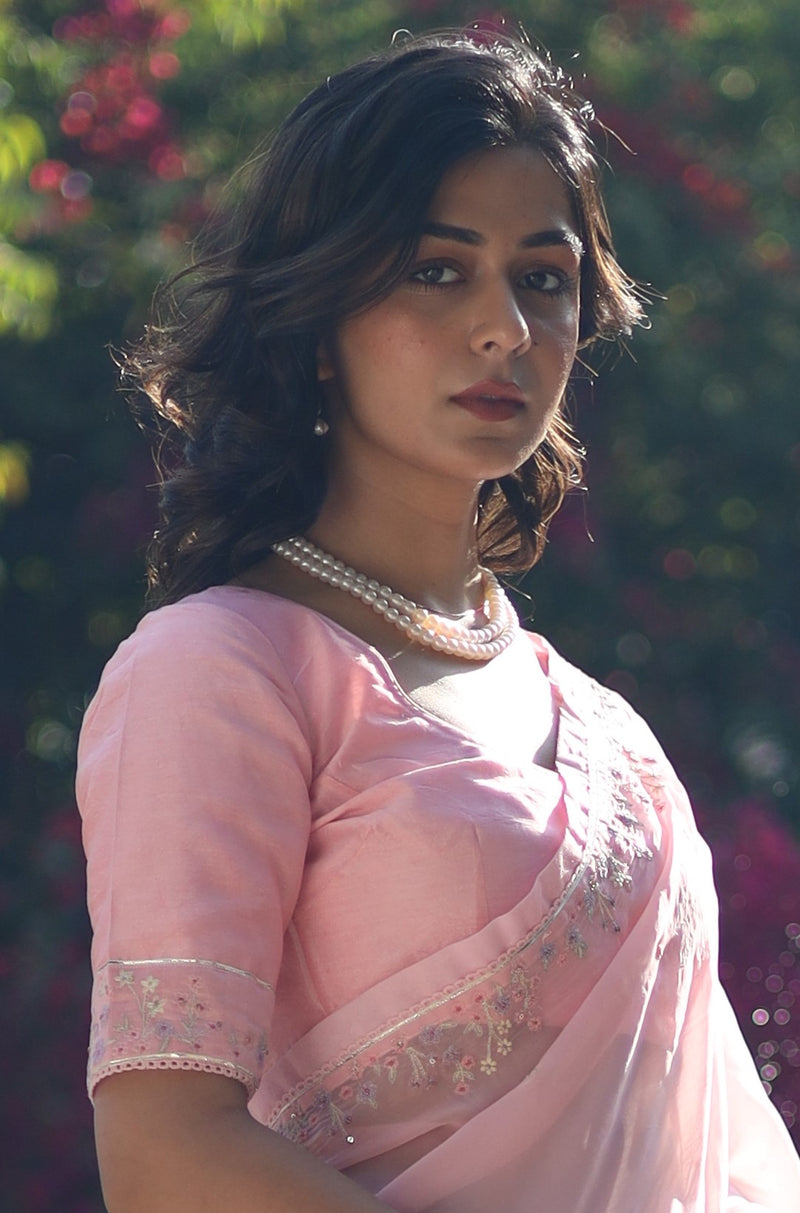 Blush Pink Miniature Chanderi Blouse