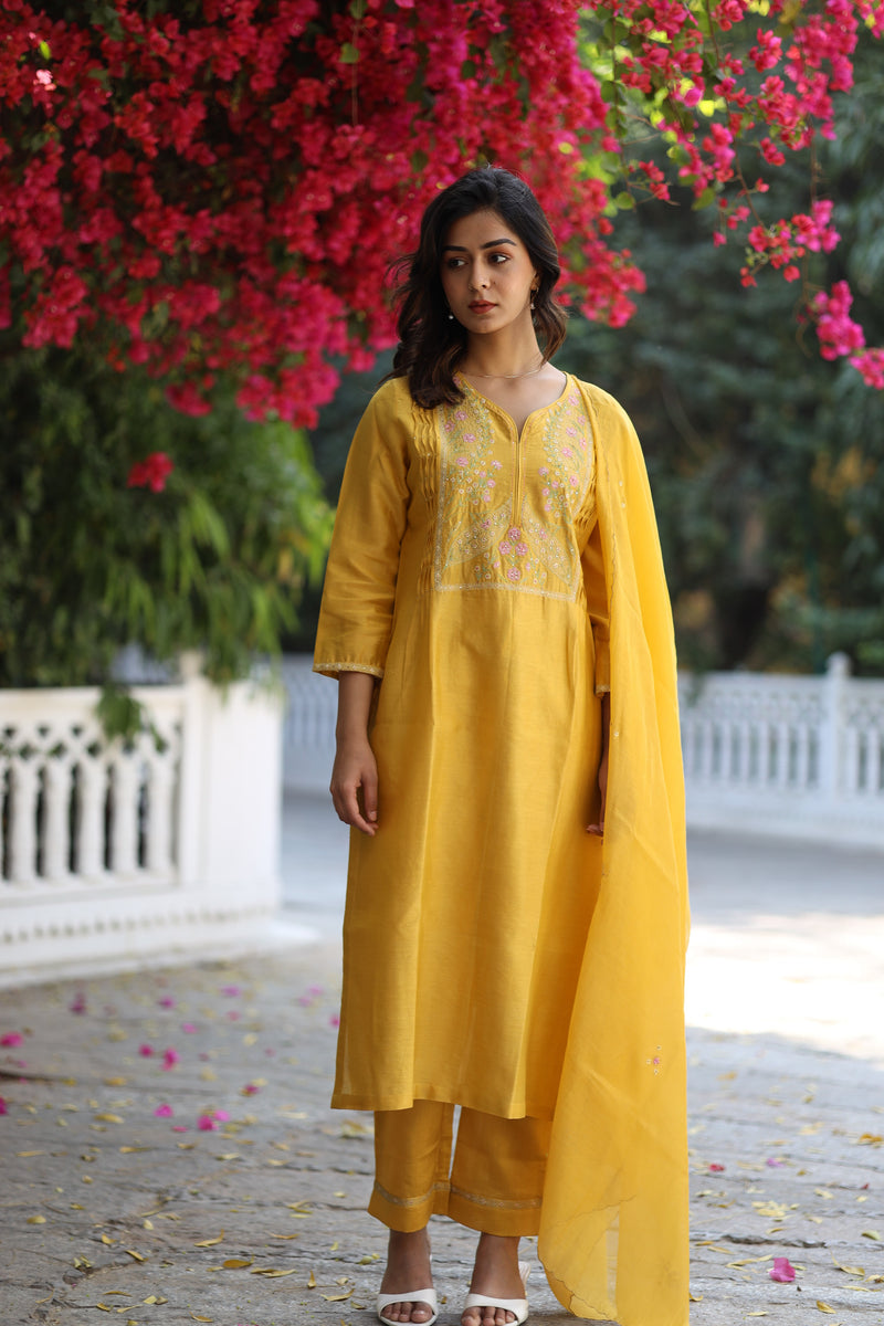 Mustard half Lily yoke Suit set