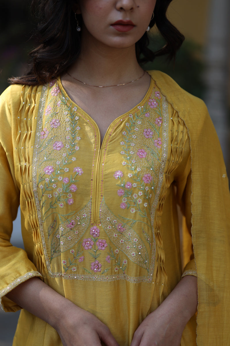 Mustard half Lily yoke Suit set