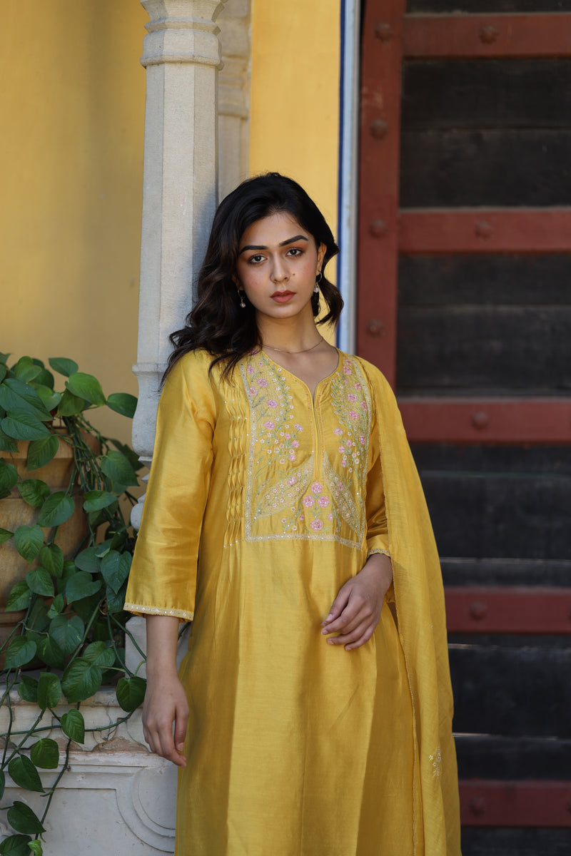 Mustard half Lily yoke Suit set