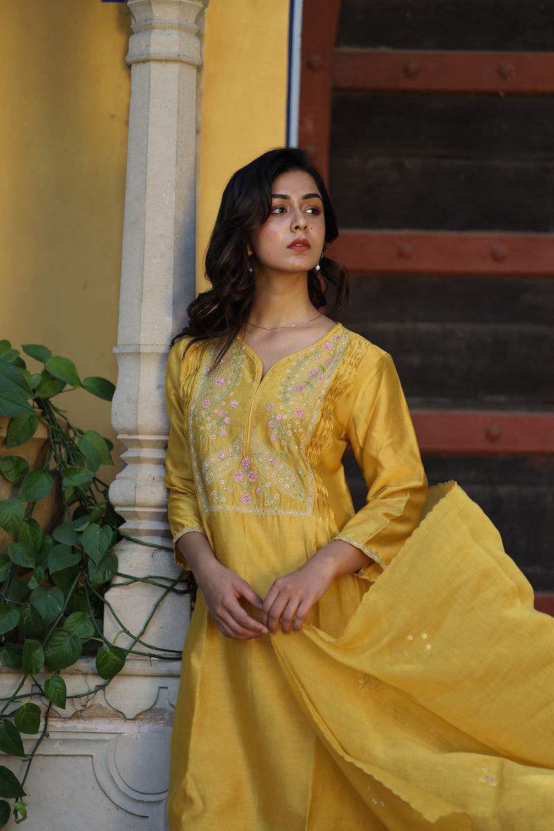 Mustard half Lily yoke Suit set