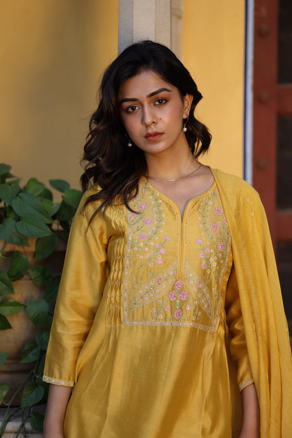 Mustard half Lily yoke Suit set