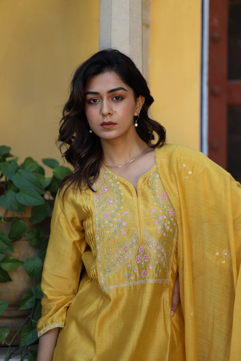 Mustard half Lily yoke Suit set