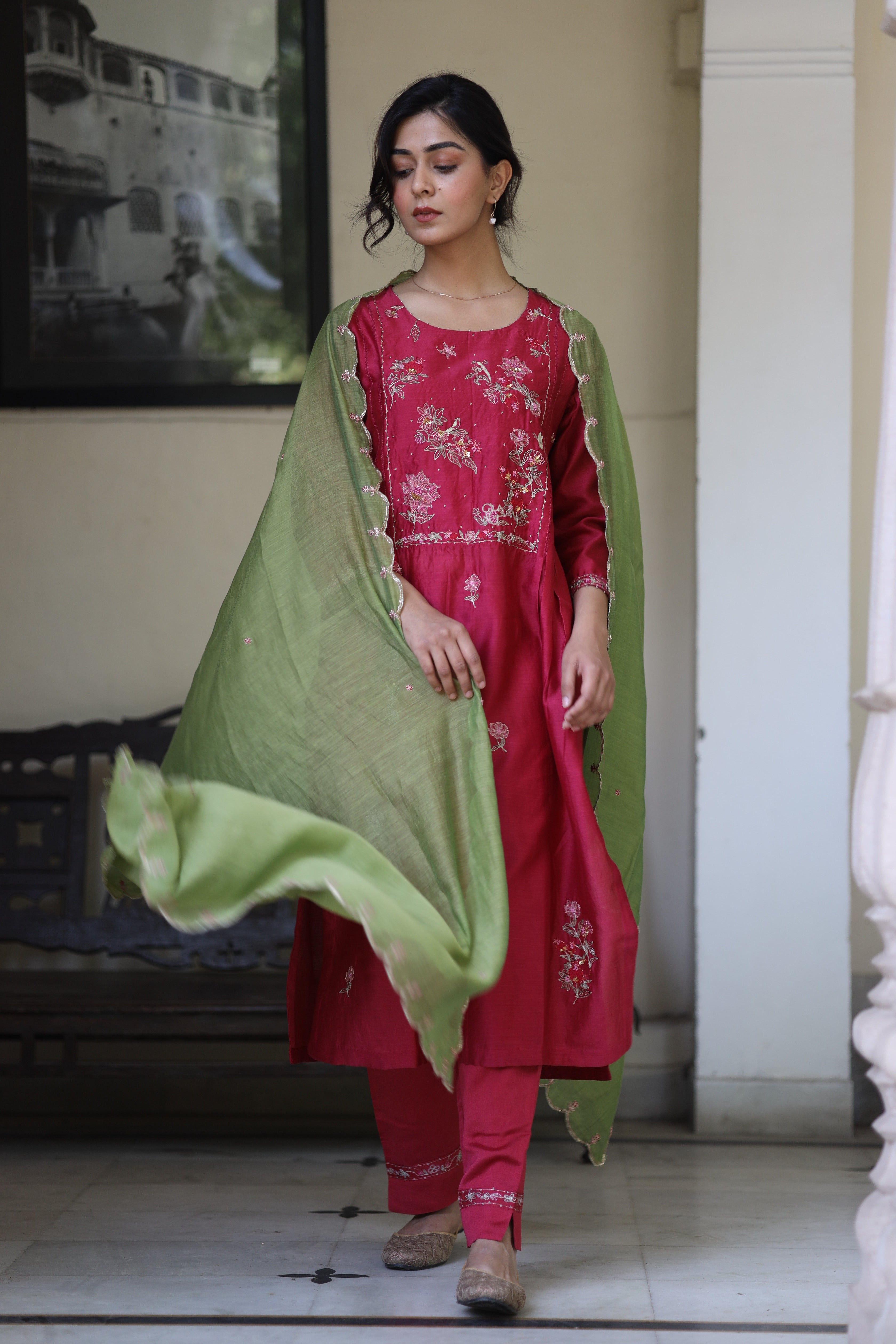 Magenta pink Dream garden Suit set