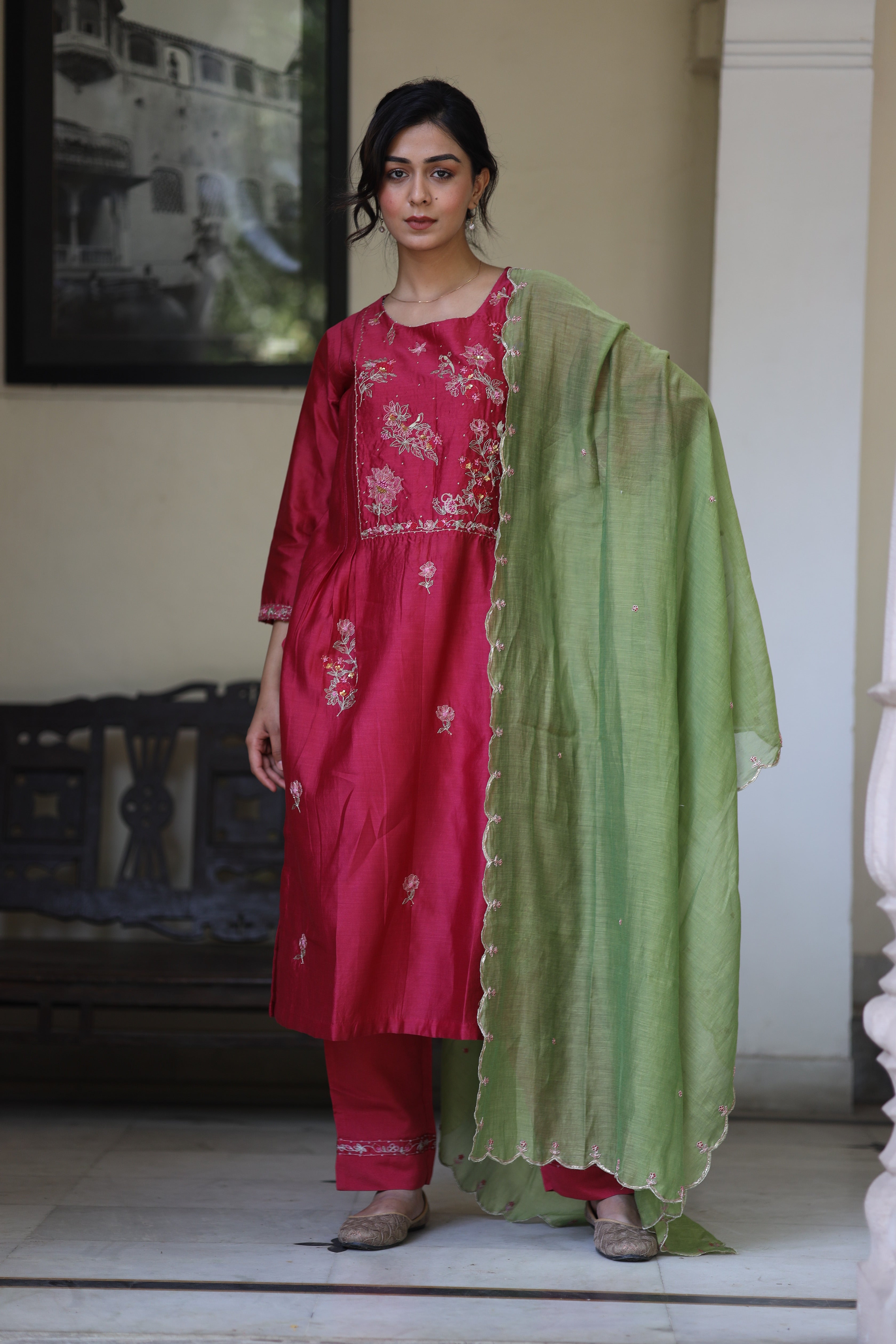 Magenta pink Dream garden Suit set