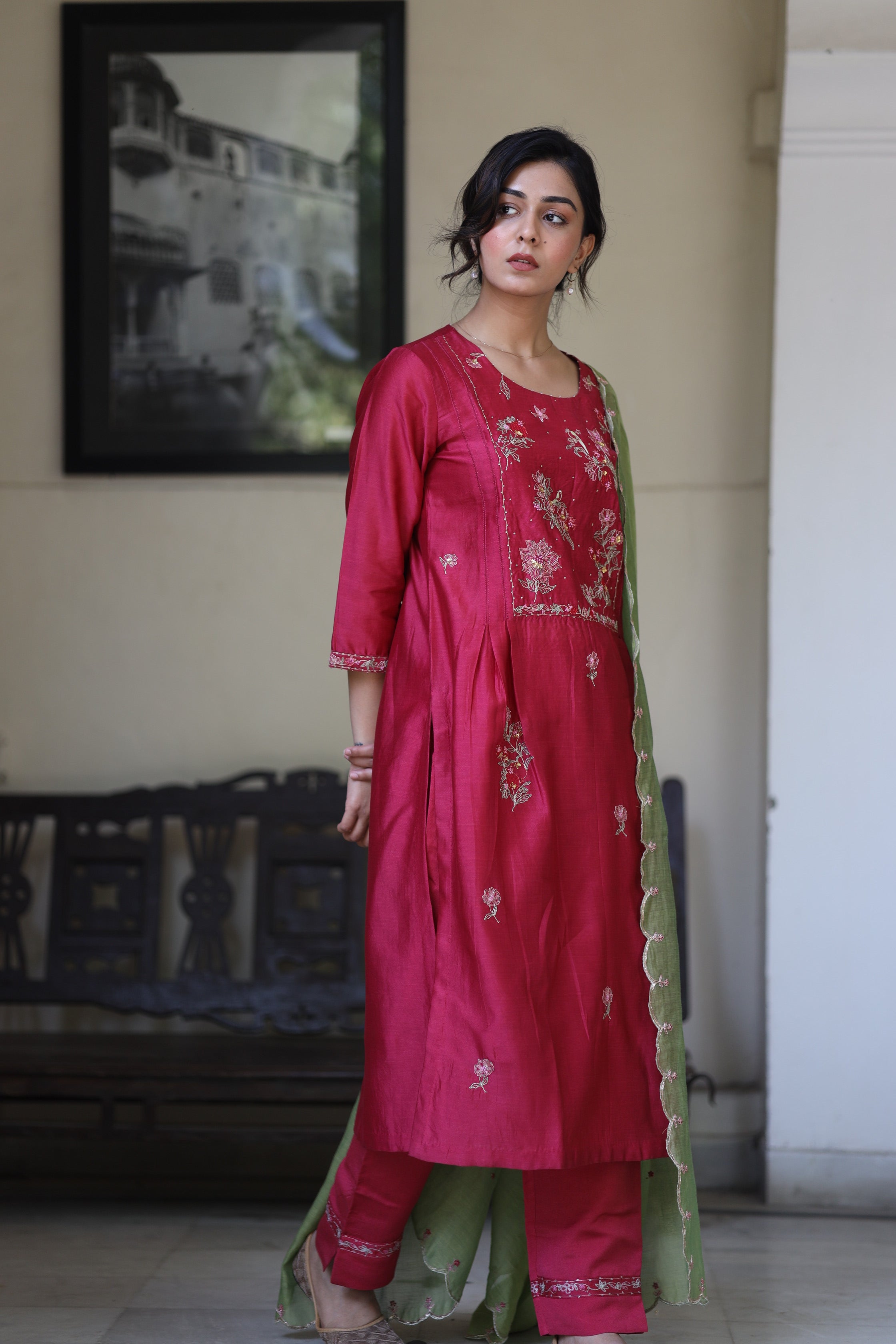 Magenta pink Dream garden Suit set