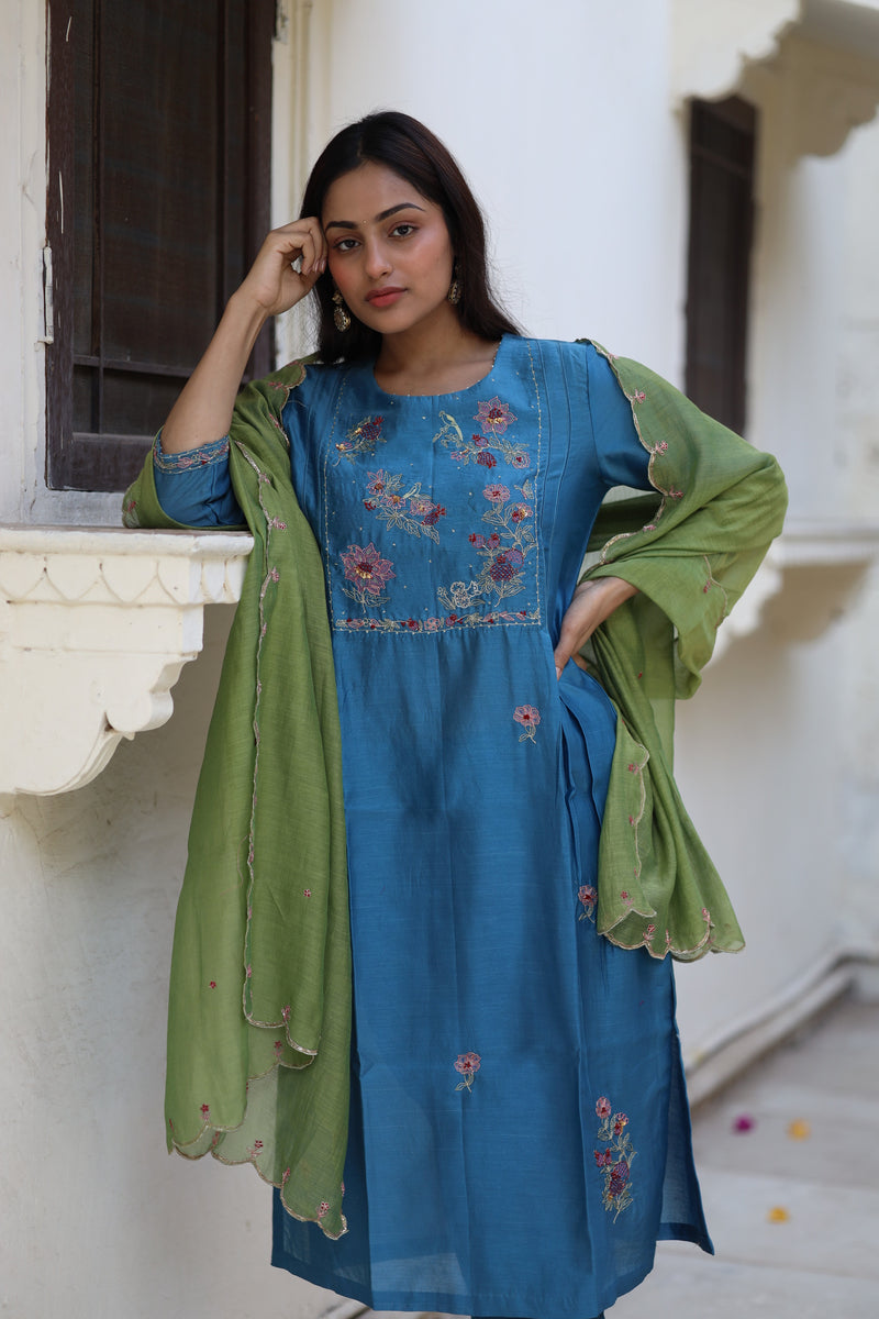 Prussian blue Dream garden Suit Set