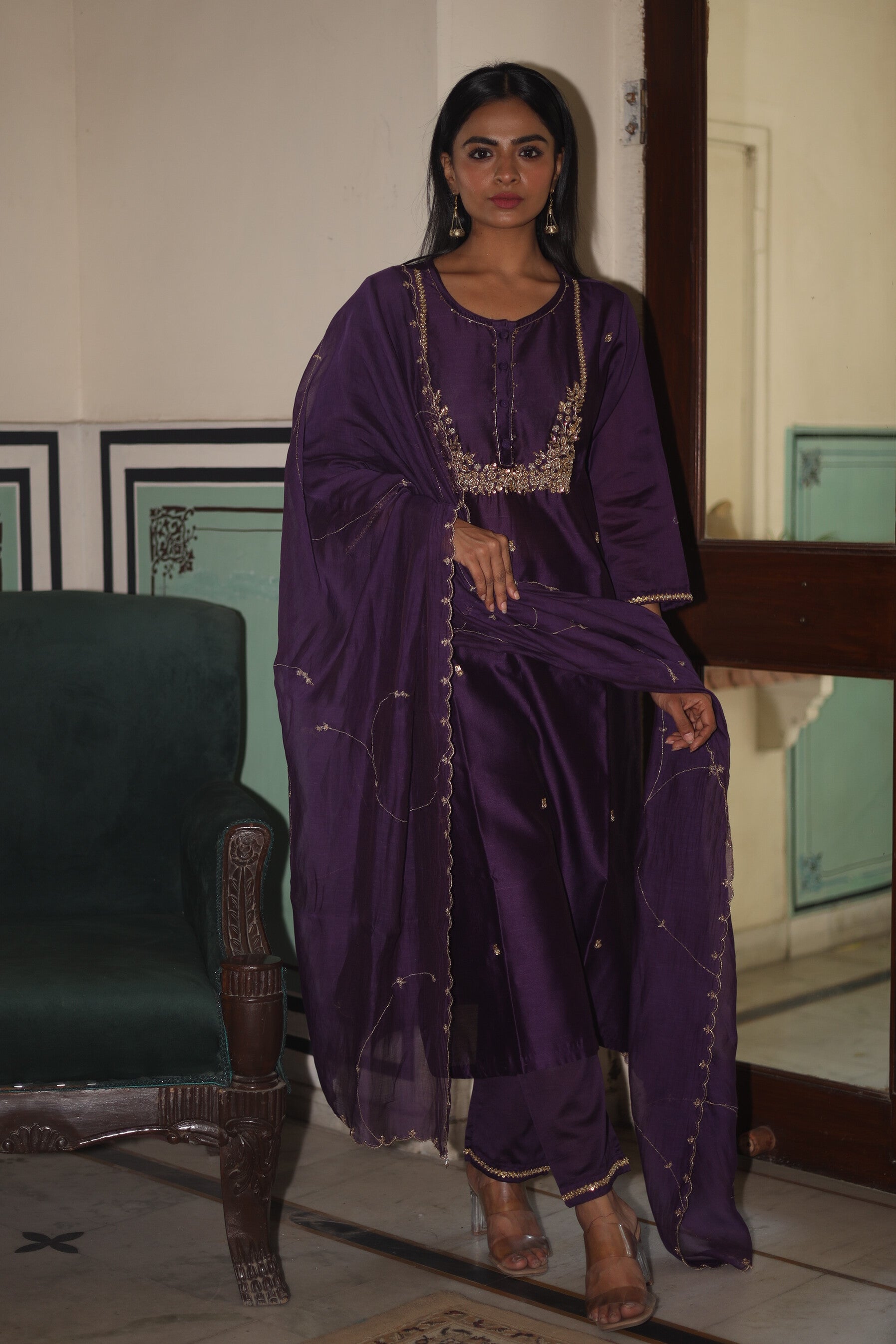 Purple moss basket Suit set