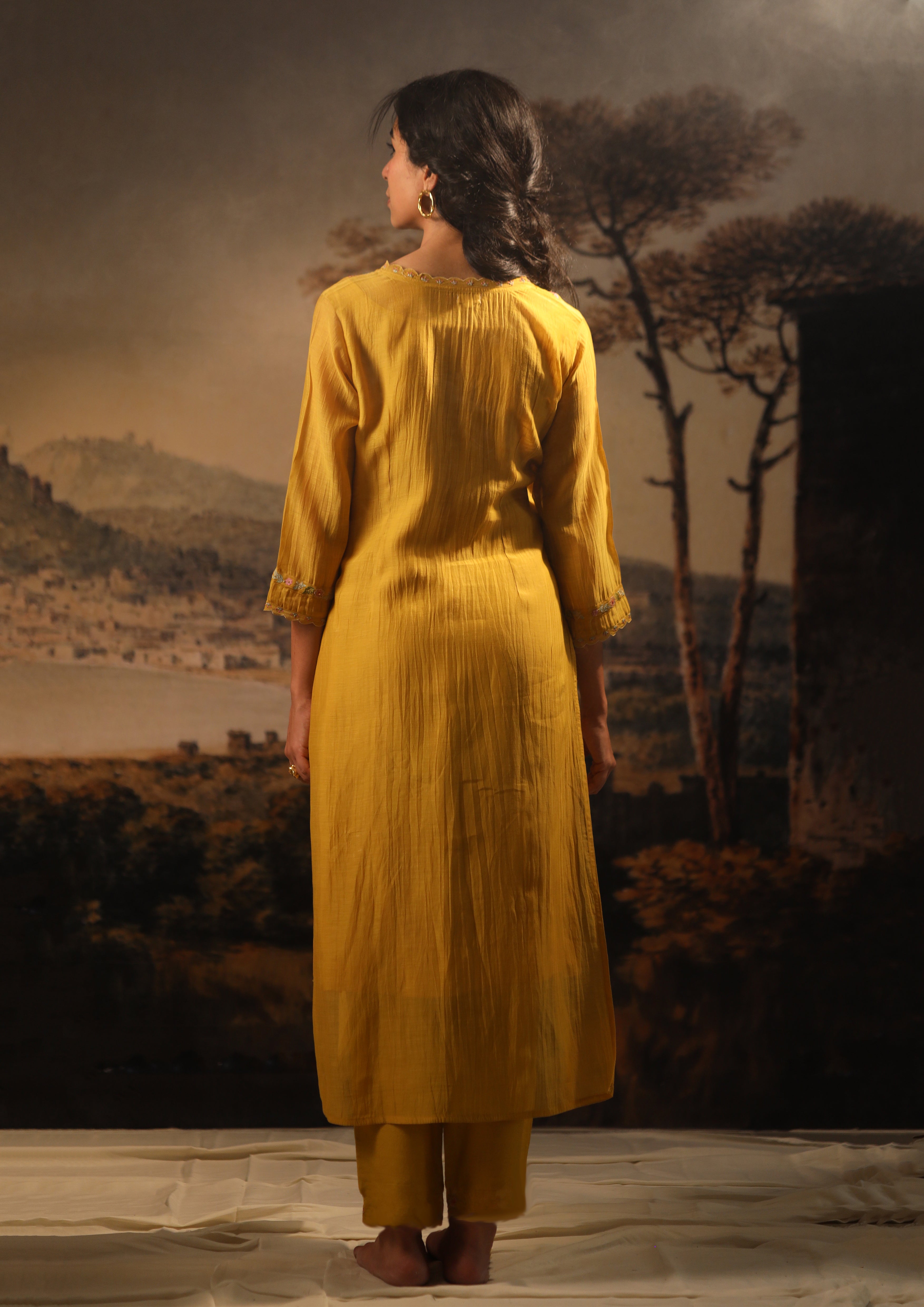 Mustard rangoon kurta set with dupatta