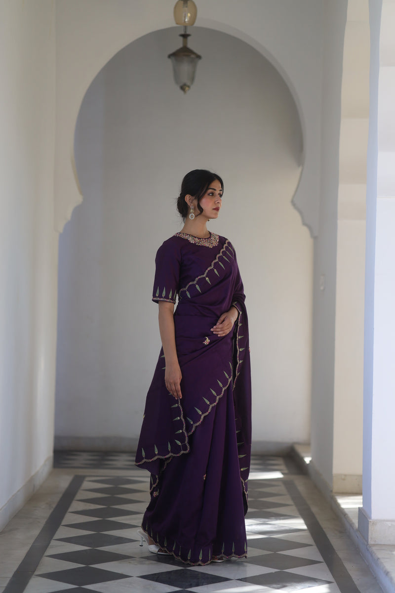 Purple Raat chandini saree