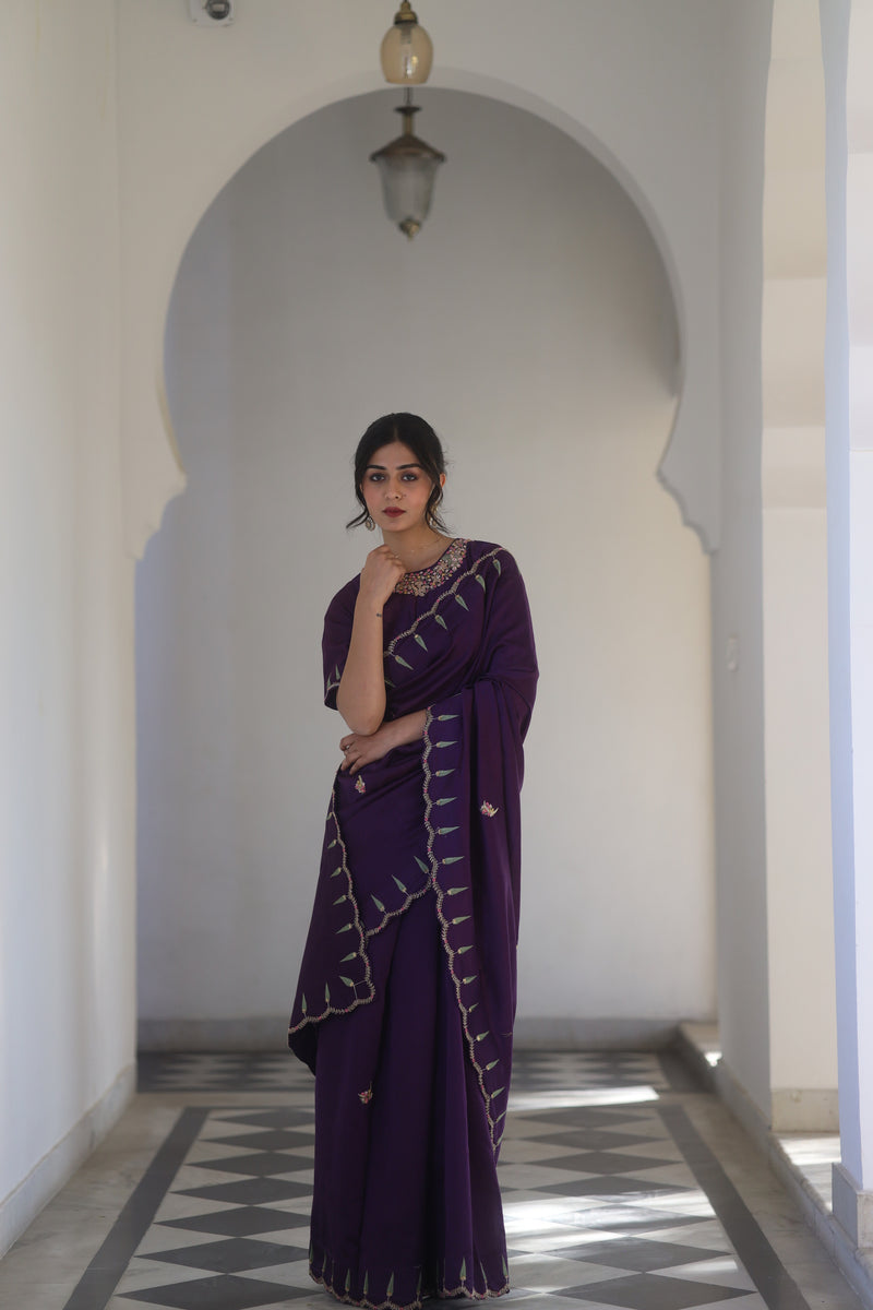 Purple Raat chandini saree