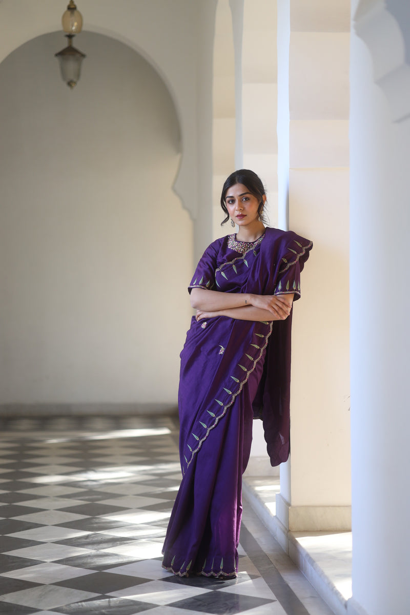 Purple Raat chandini saree