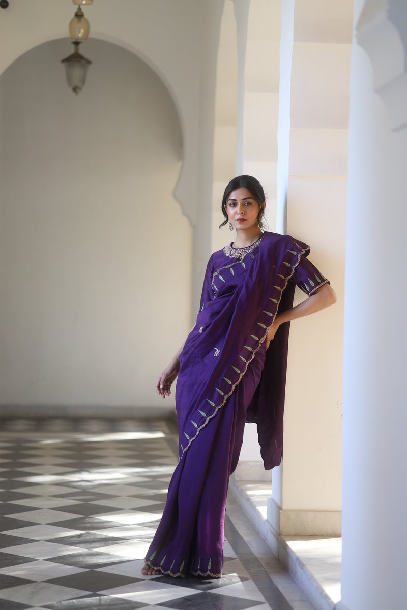 Purple Raat chandini saree