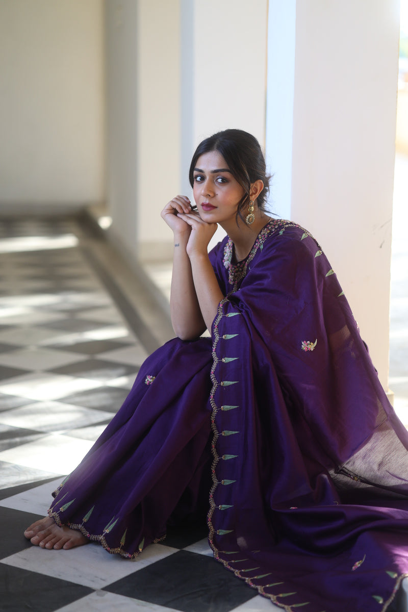 Purple Raat chandini saree