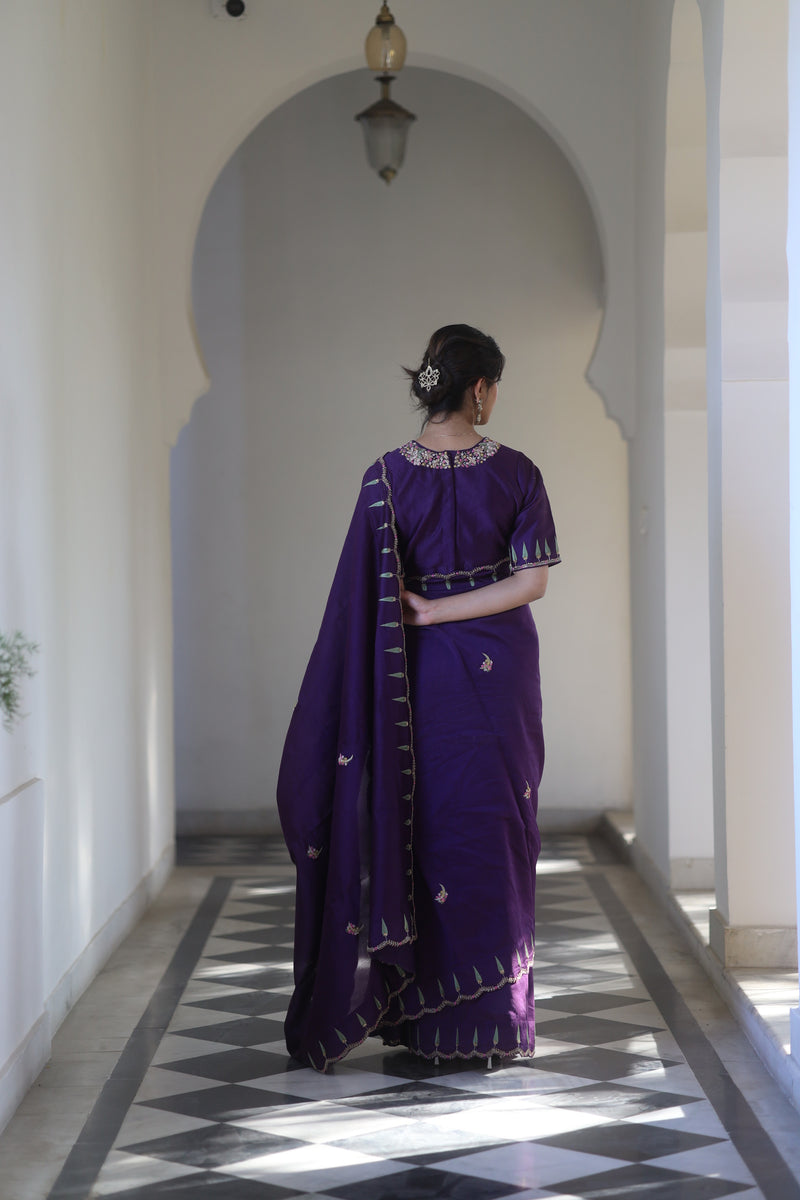 Purple Raat chandini saree