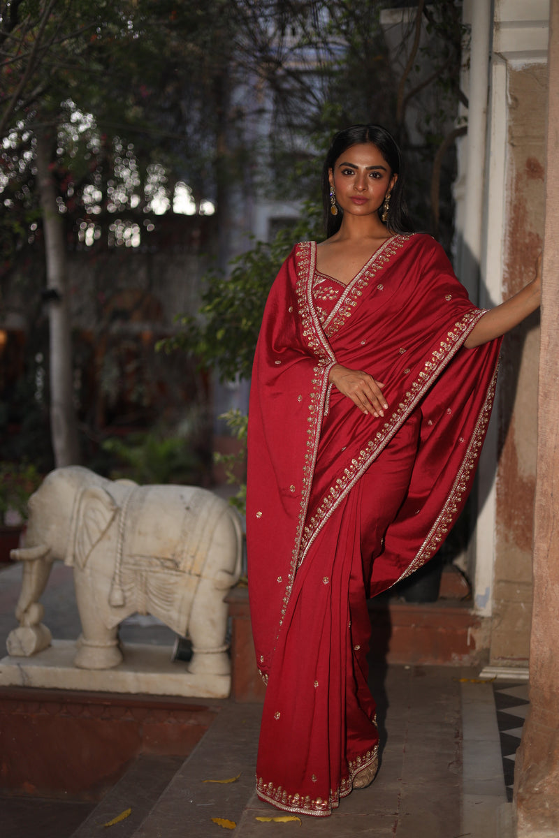 Red Heritage Tatwa saree