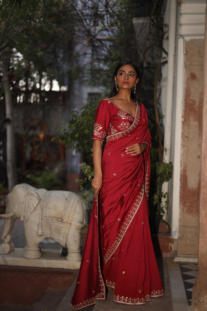 Red Heritage Tatwa saree