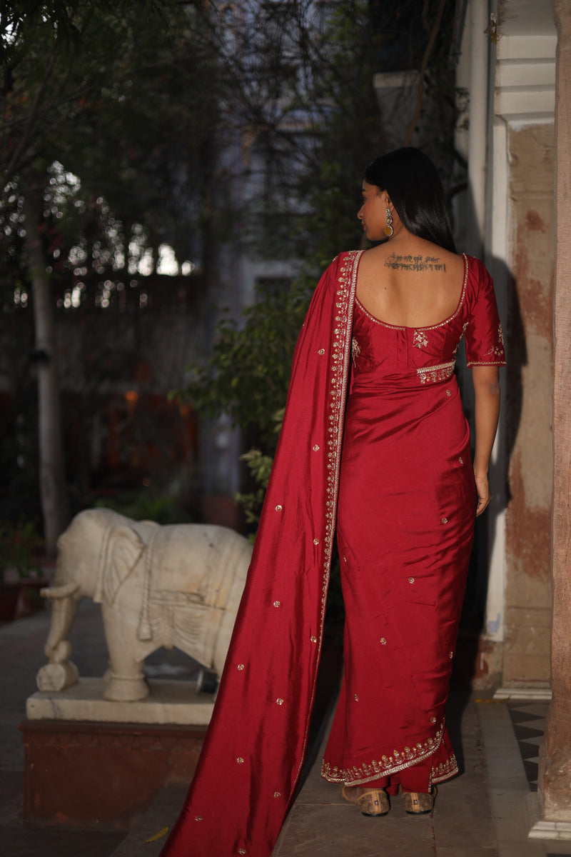 Red Heritage Tatwa saree