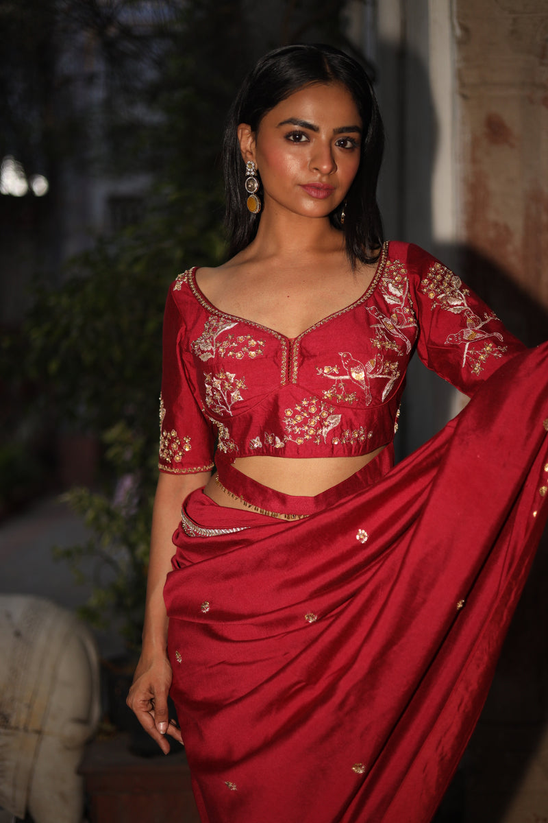 Red Heritage Tatwa saree