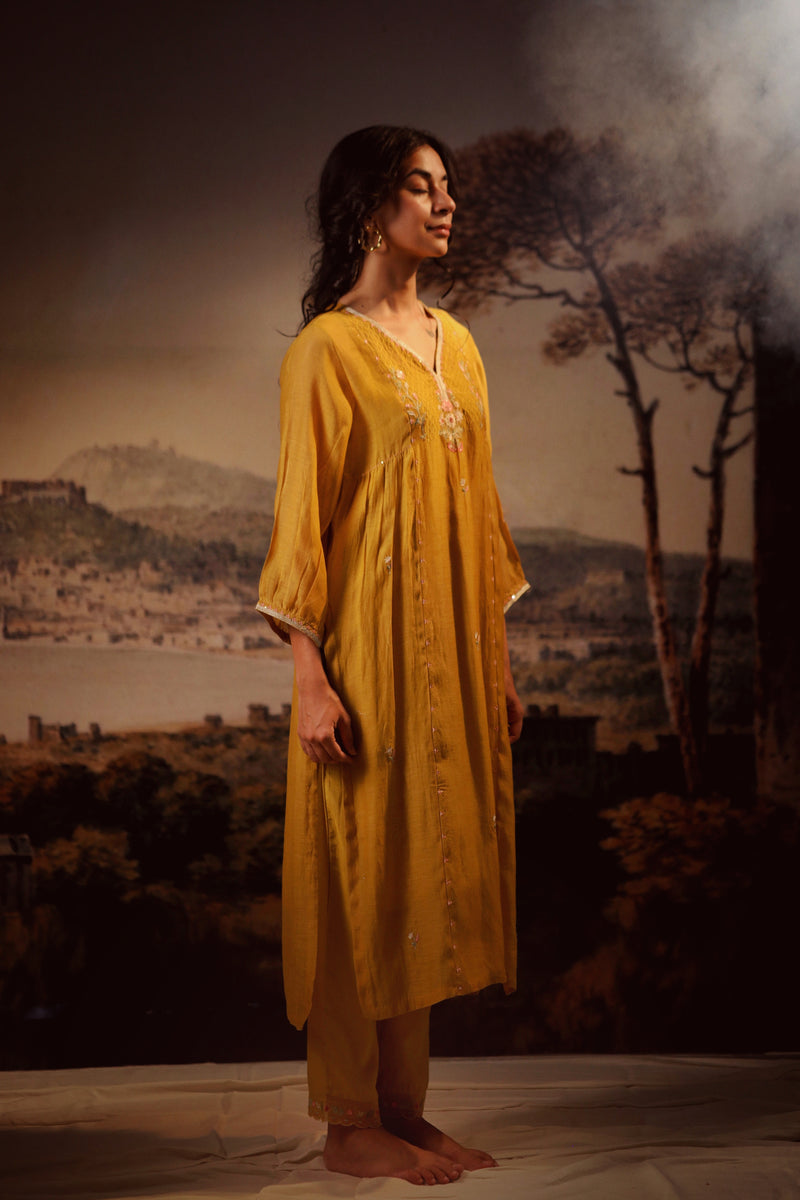 Mustard juhi yoke kurta set