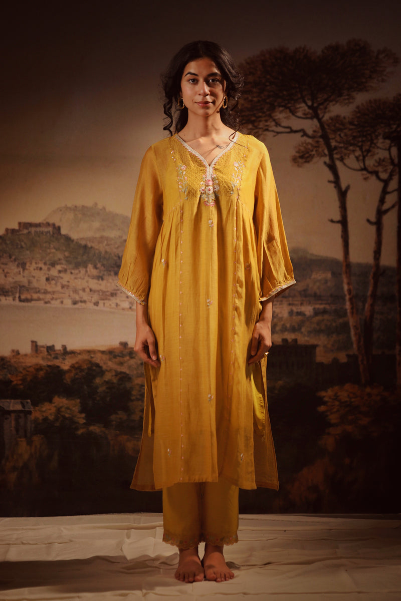 Mustard juhi yoke kurta set