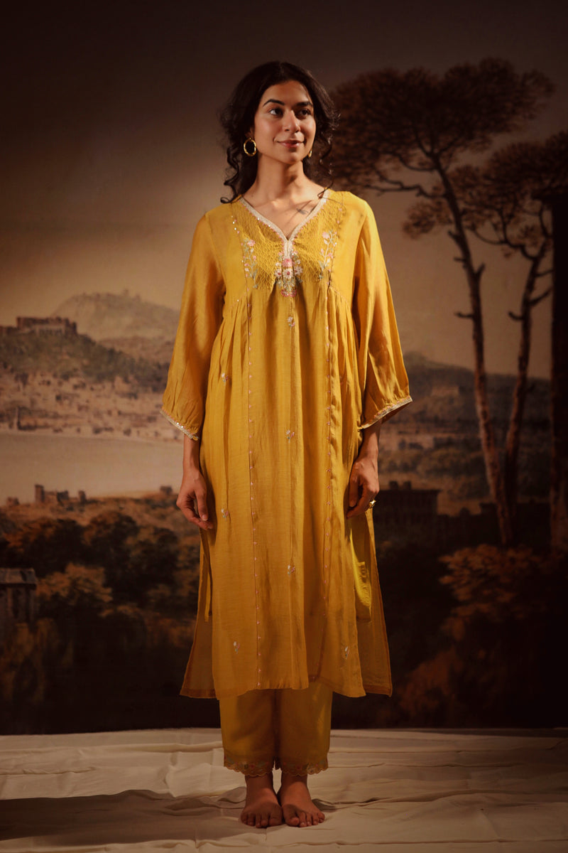 Mustard juhi yoke kurta set