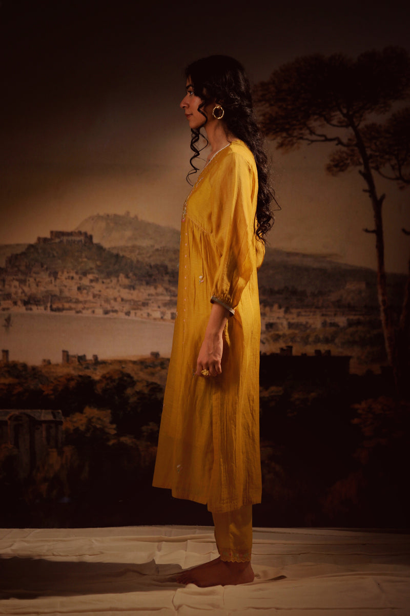 Mustard juhi yoke kurta set