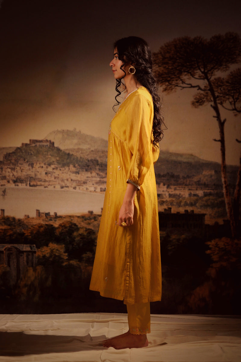 Mustard juhi yoke kurta set