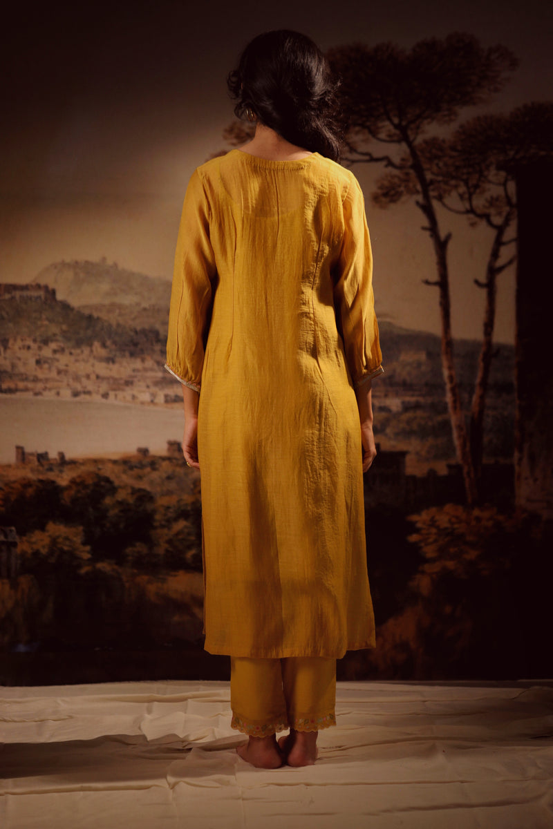 Mustard juhi yoke kurta set