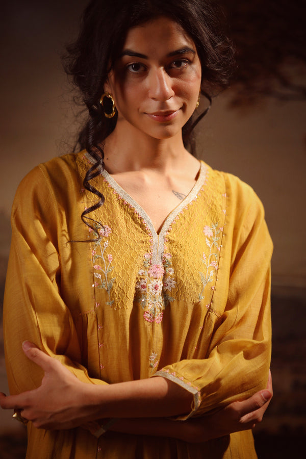 Mustard juhi yoke kurta set