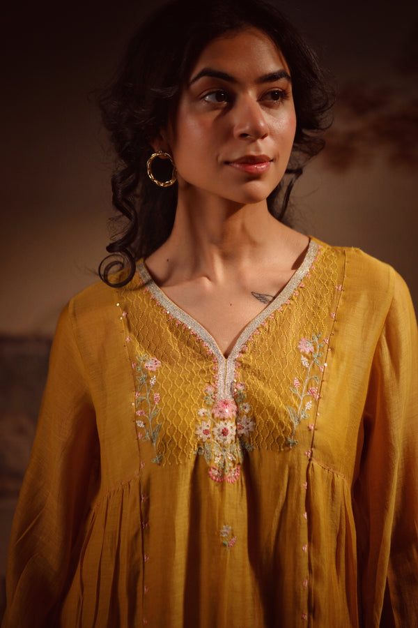 Mustard juhi yoke kurta set