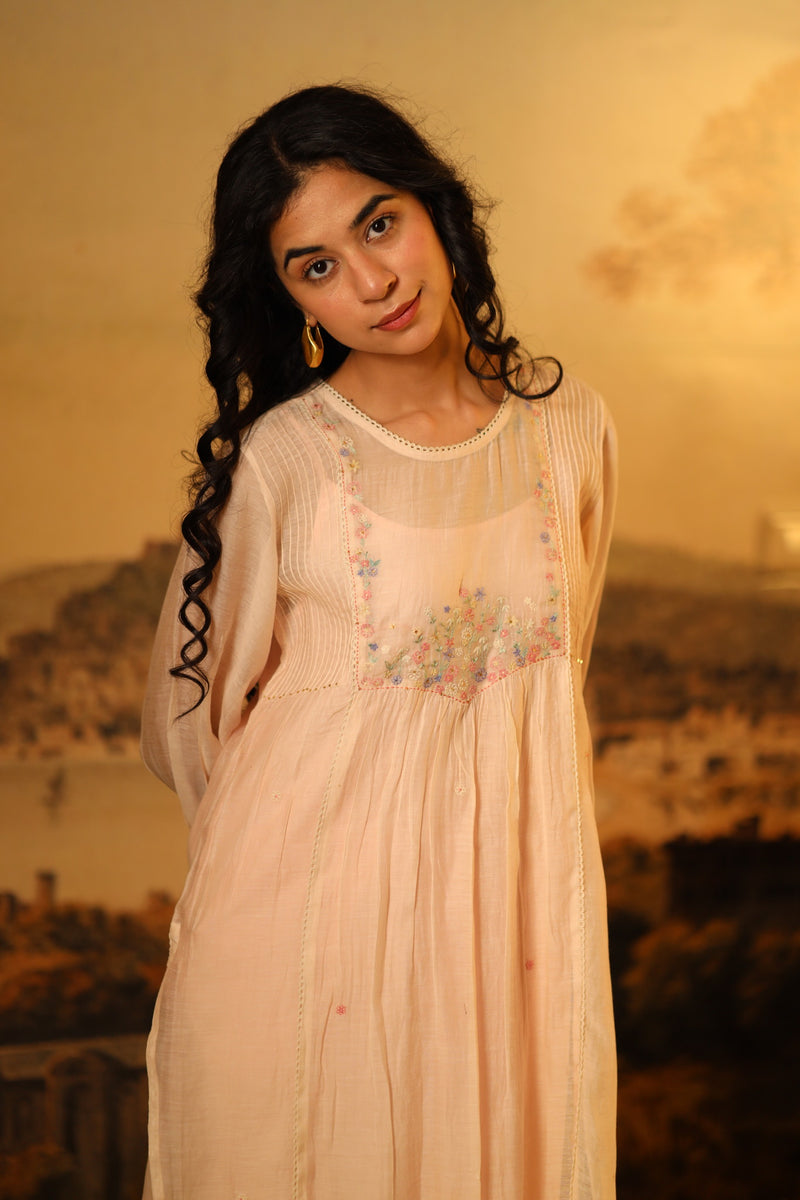 Ivory pink lovebirds kurta and pant set