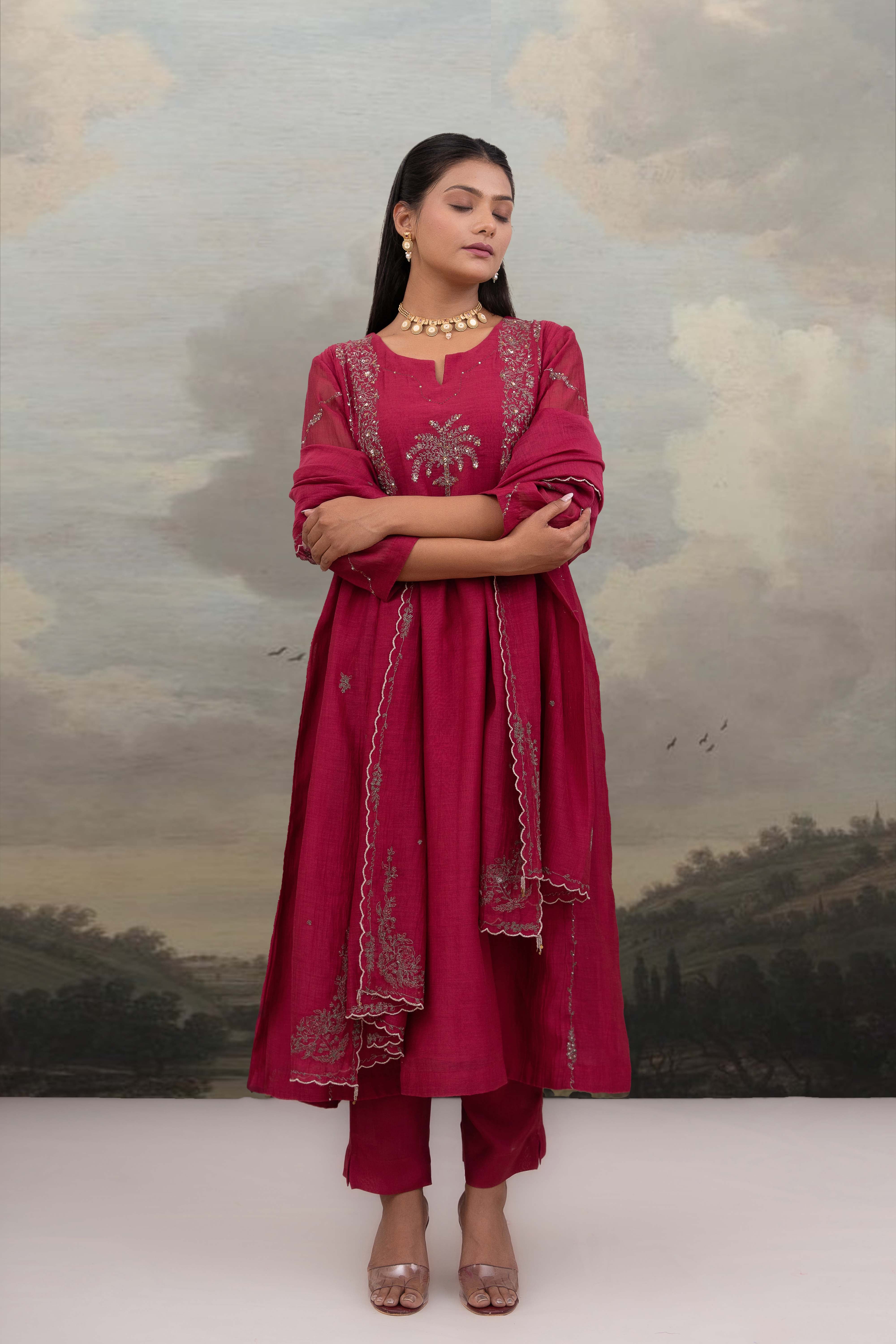 Rani pink desert palm Suit set