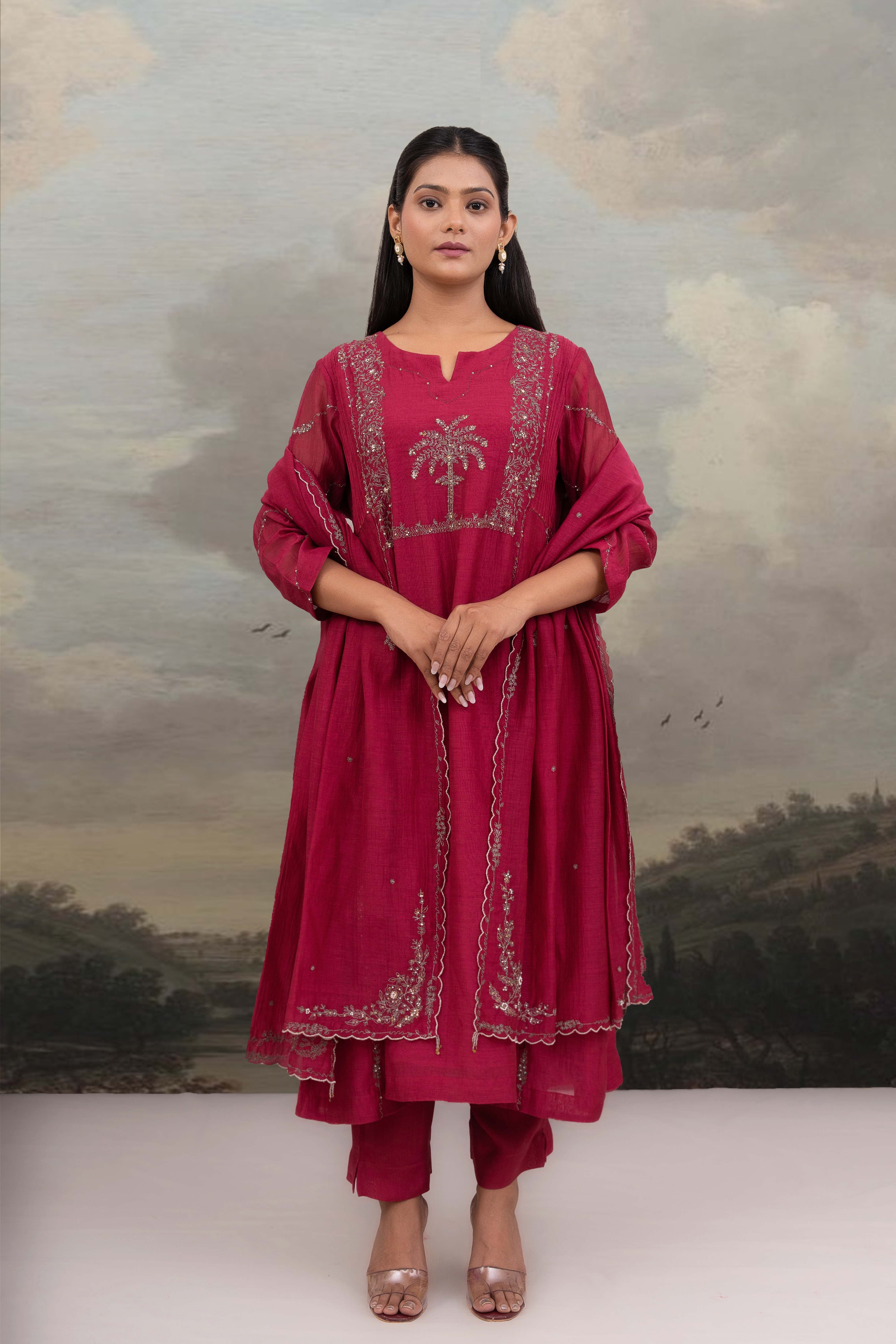 Rani pink desert palm Suit set