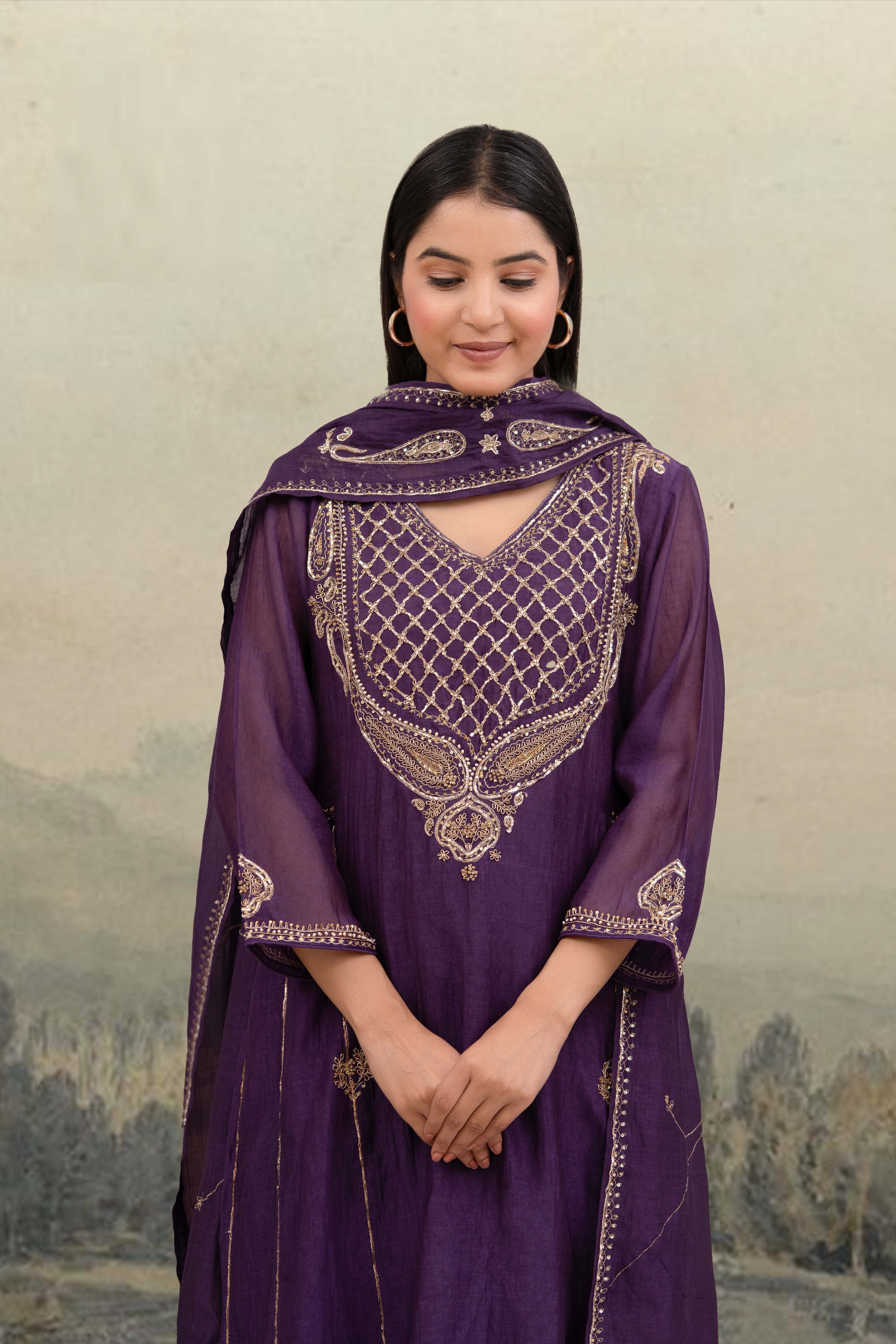 Purple ambiya suit set