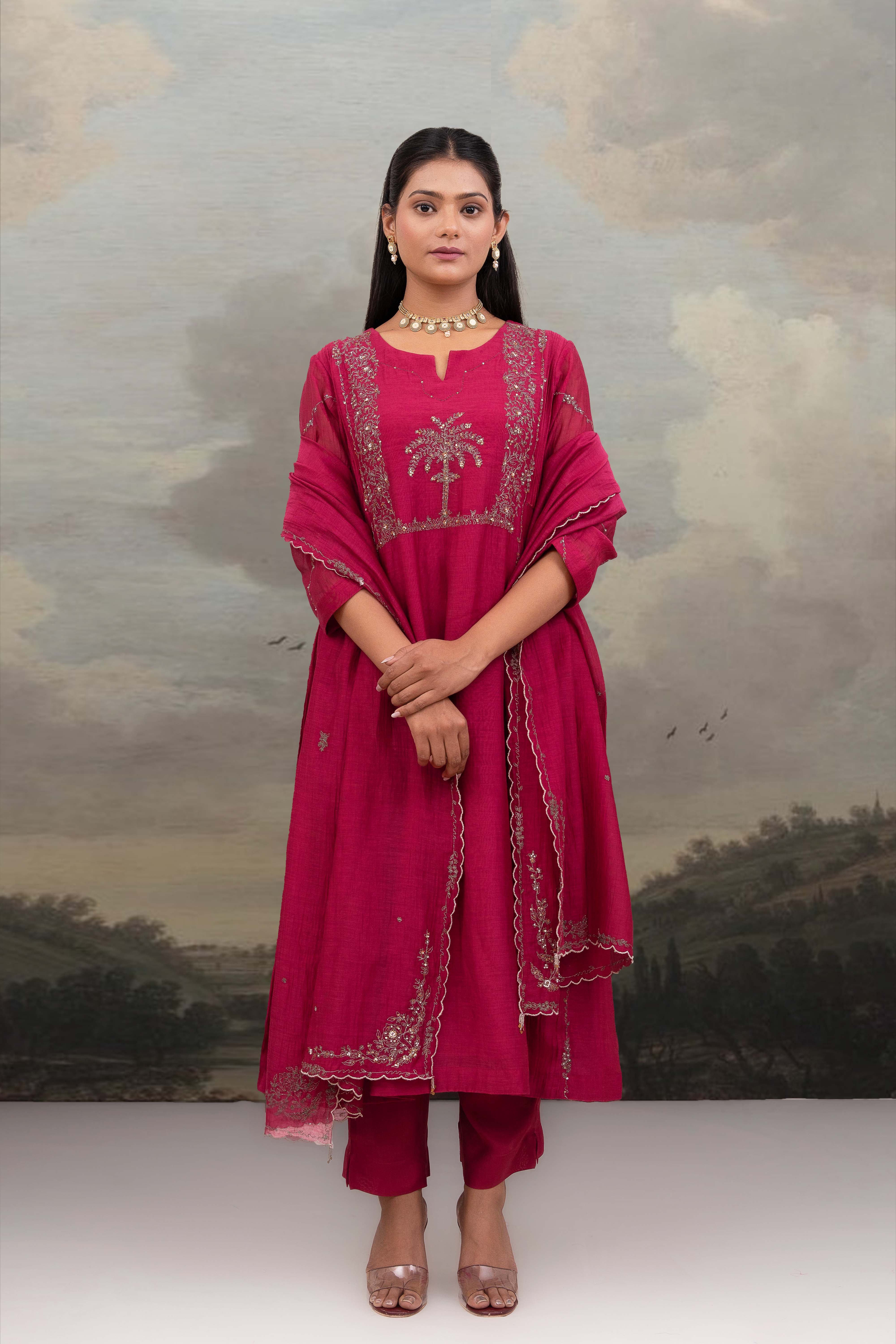 Rani pink desert palm Suit set