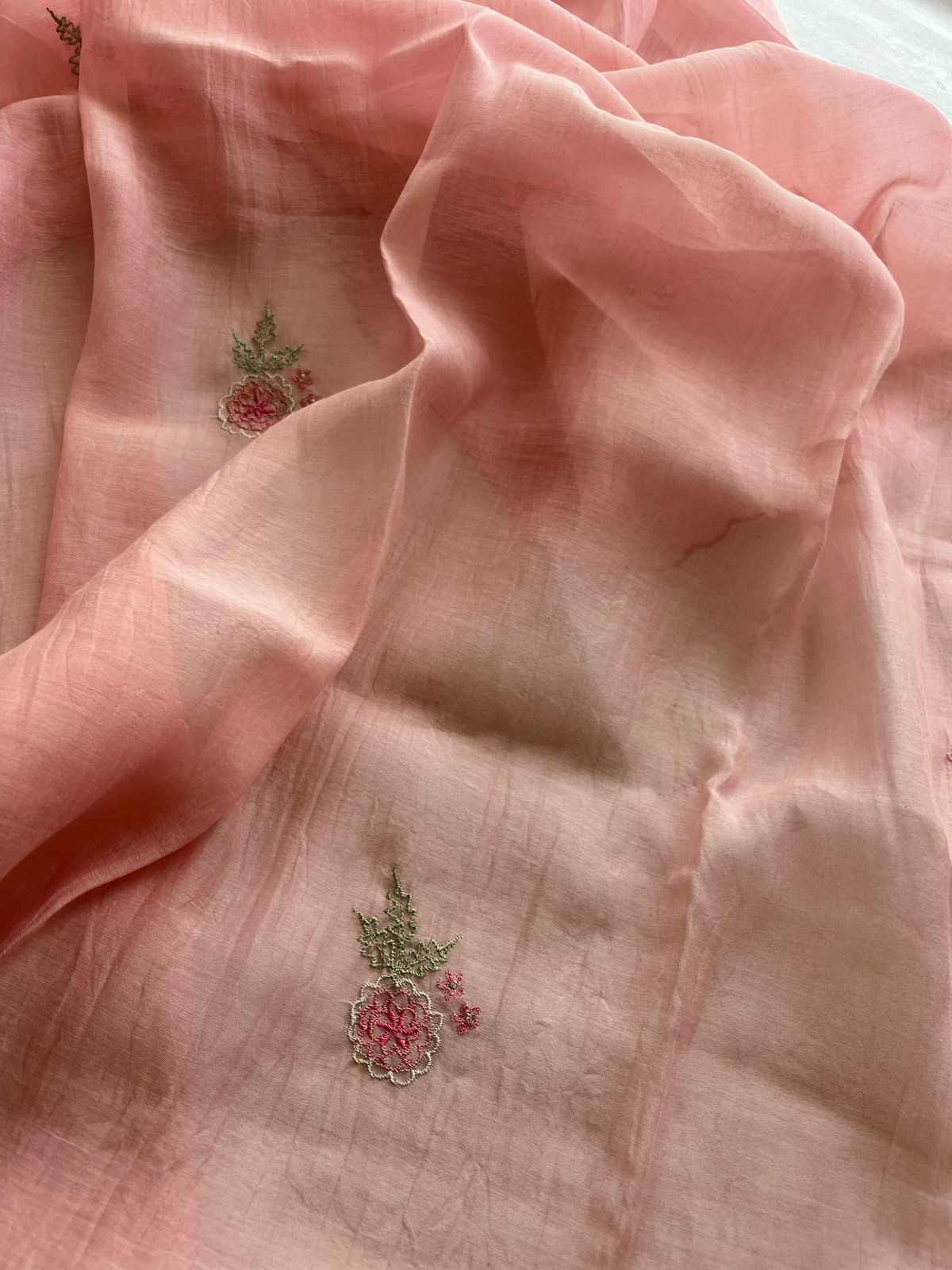 Blush pink camellia kurta set with duppata