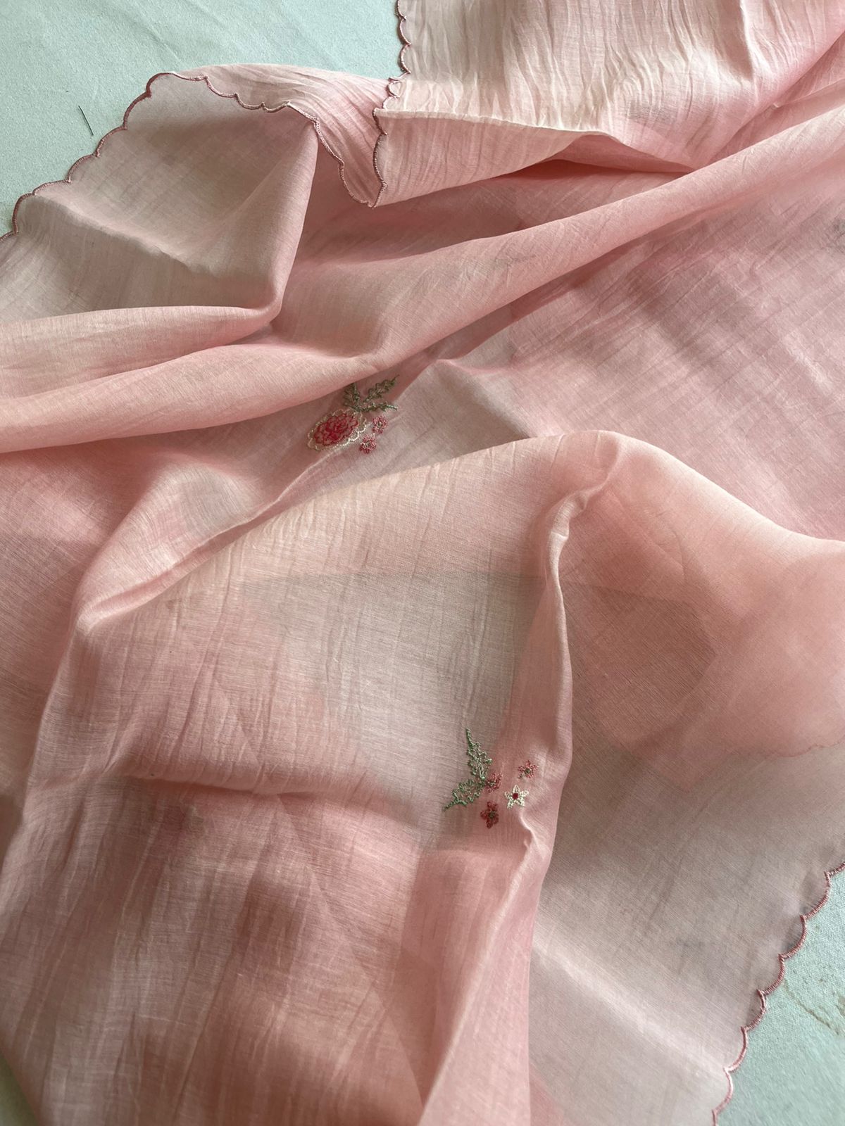 Blush pink camellia kurta set with duppata