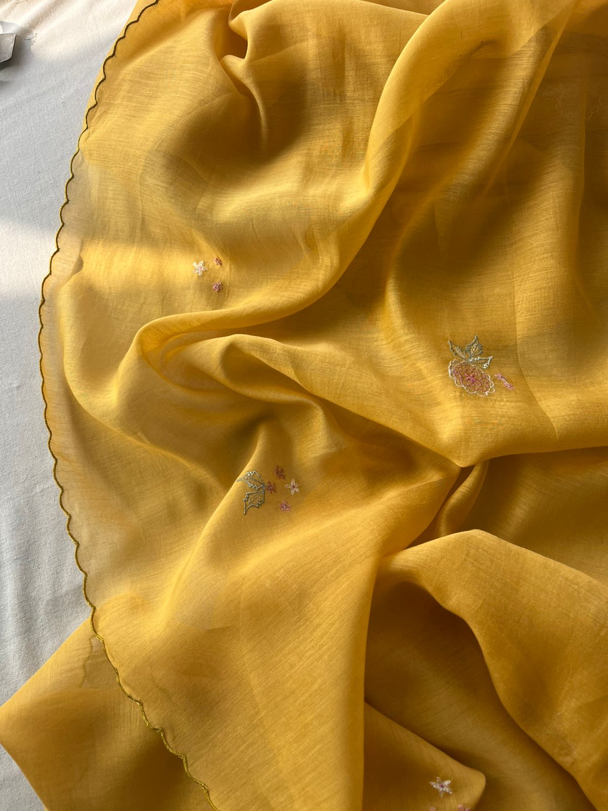 Mustard juhi yoke kurta set with dupatta