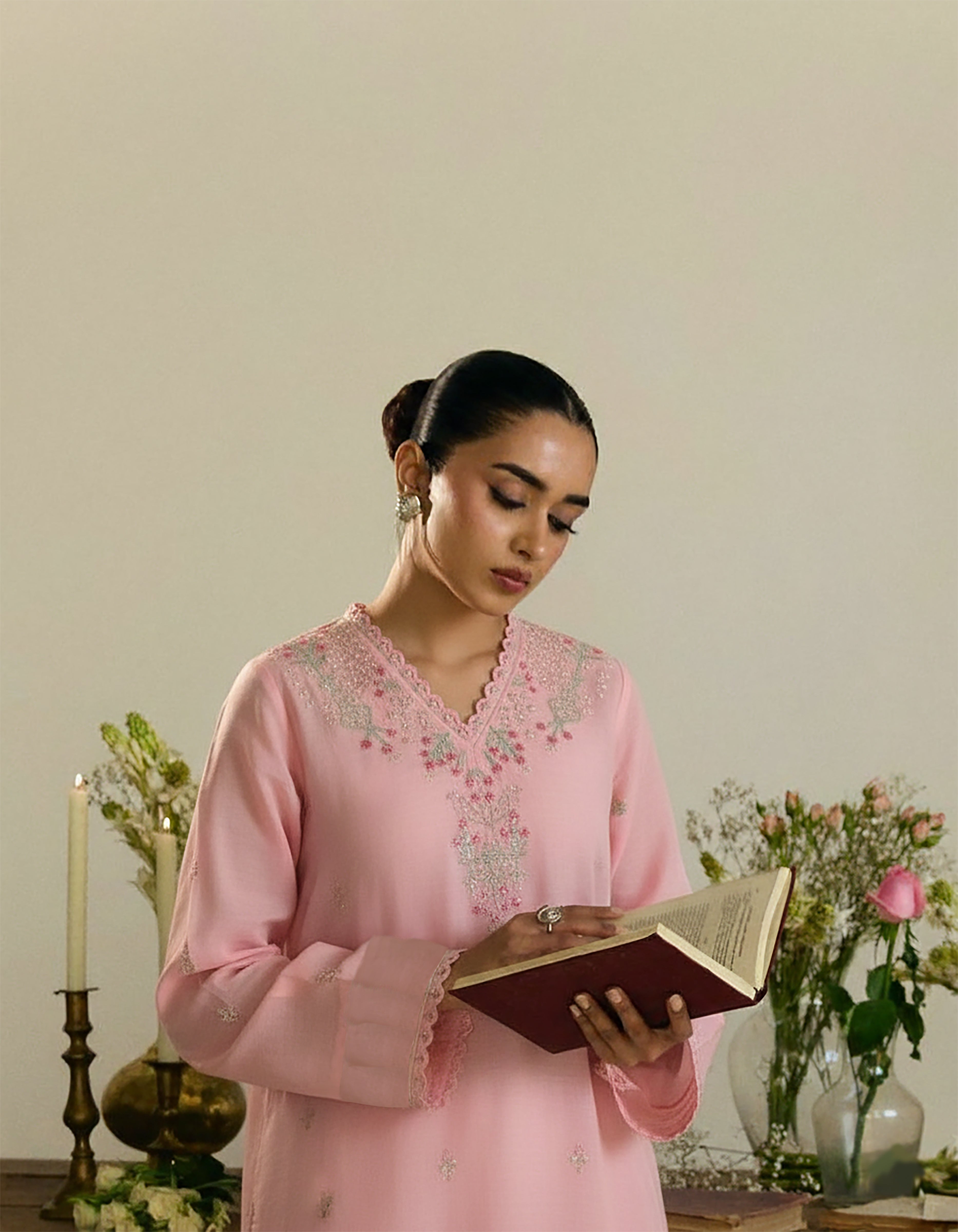BLUSH PINK SONGBIRD KURTA SET with dupatta