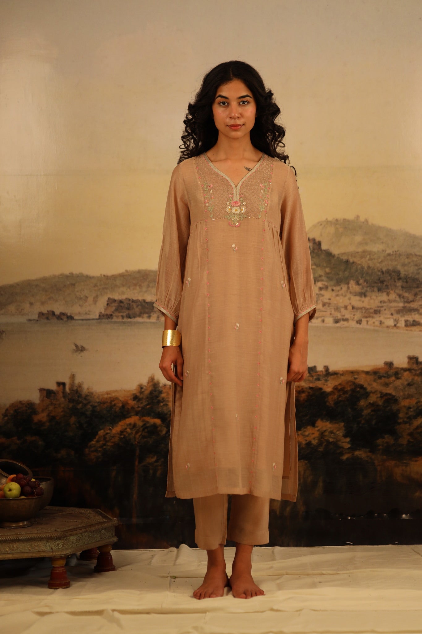 chiku juhi yoke kurta set with scarf