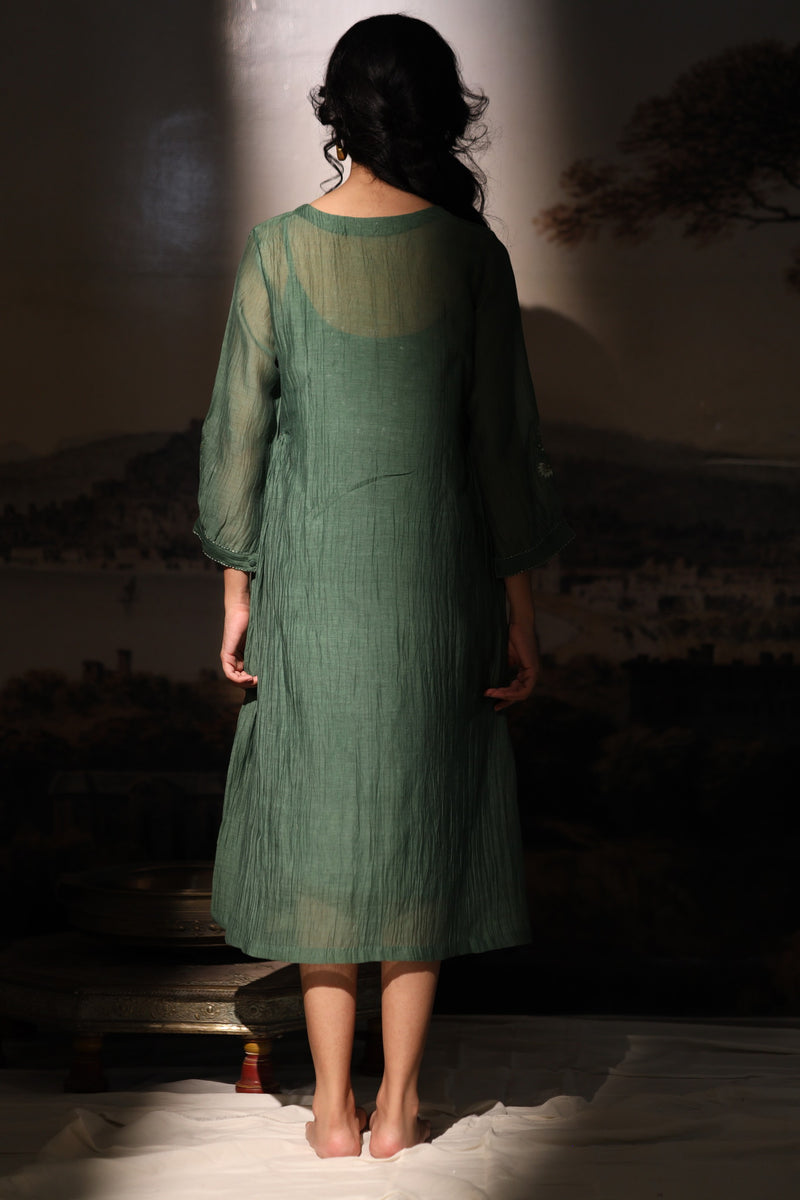 Bottle Green juhi yoke dress