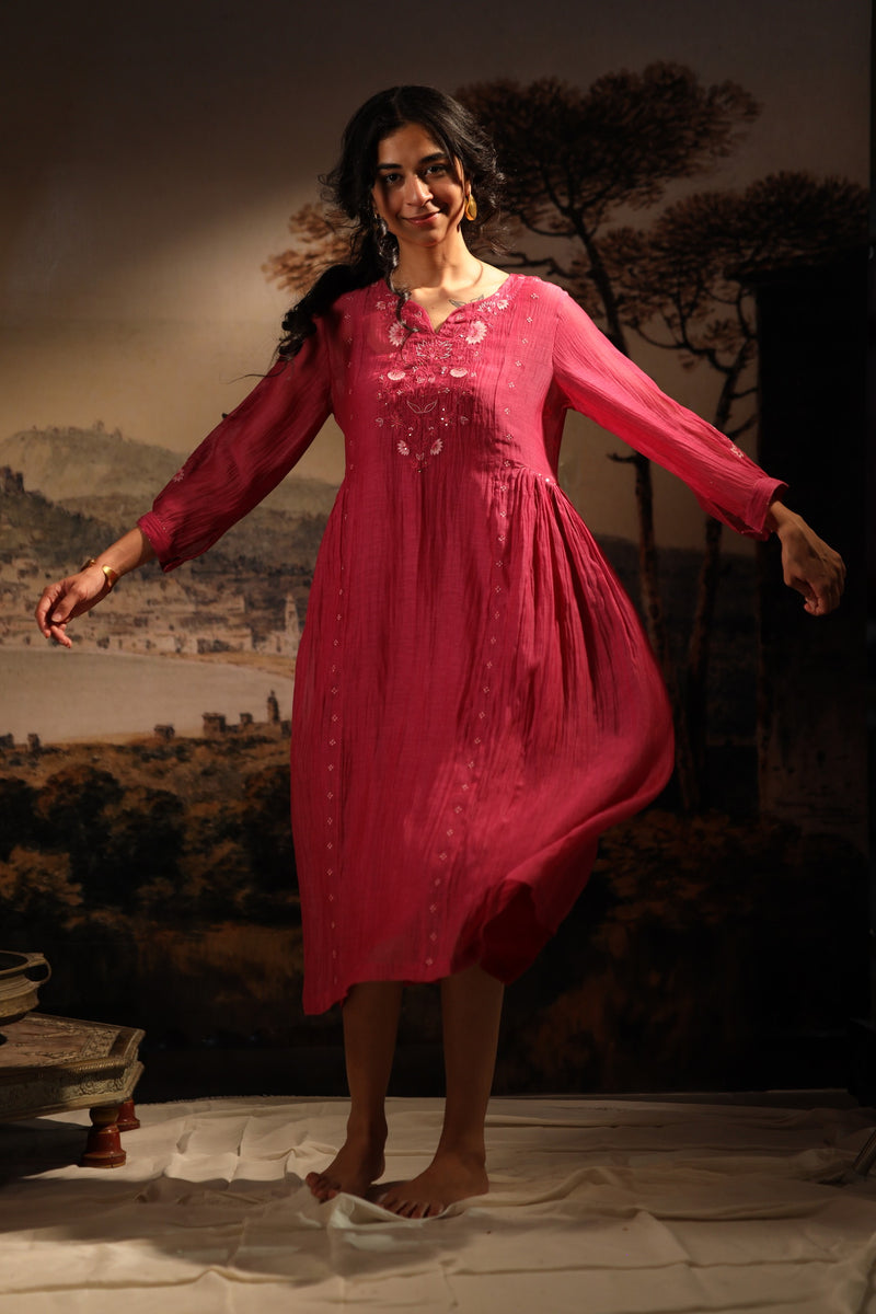 Hotpink juhi yoke dress