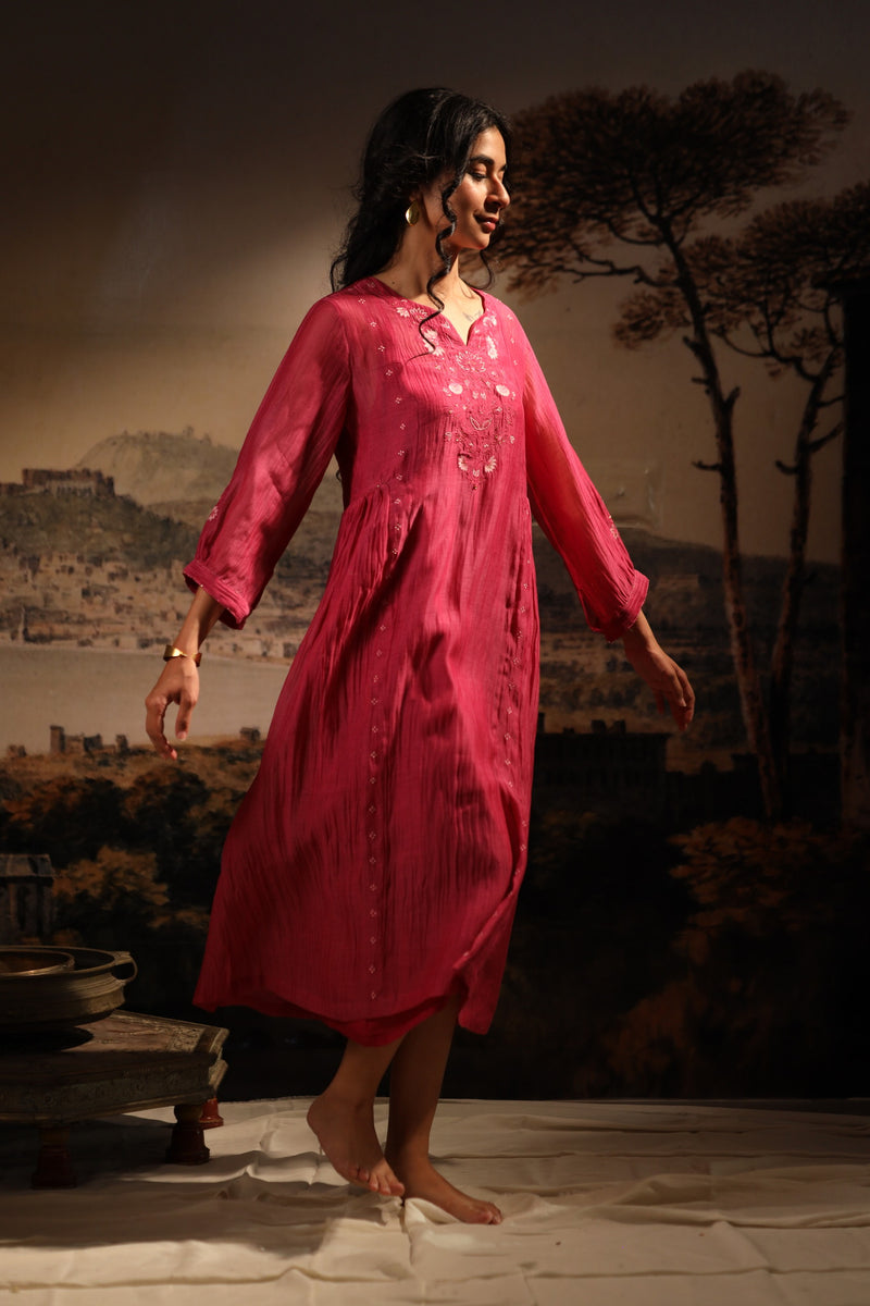 Hotpink juhi yoke dress