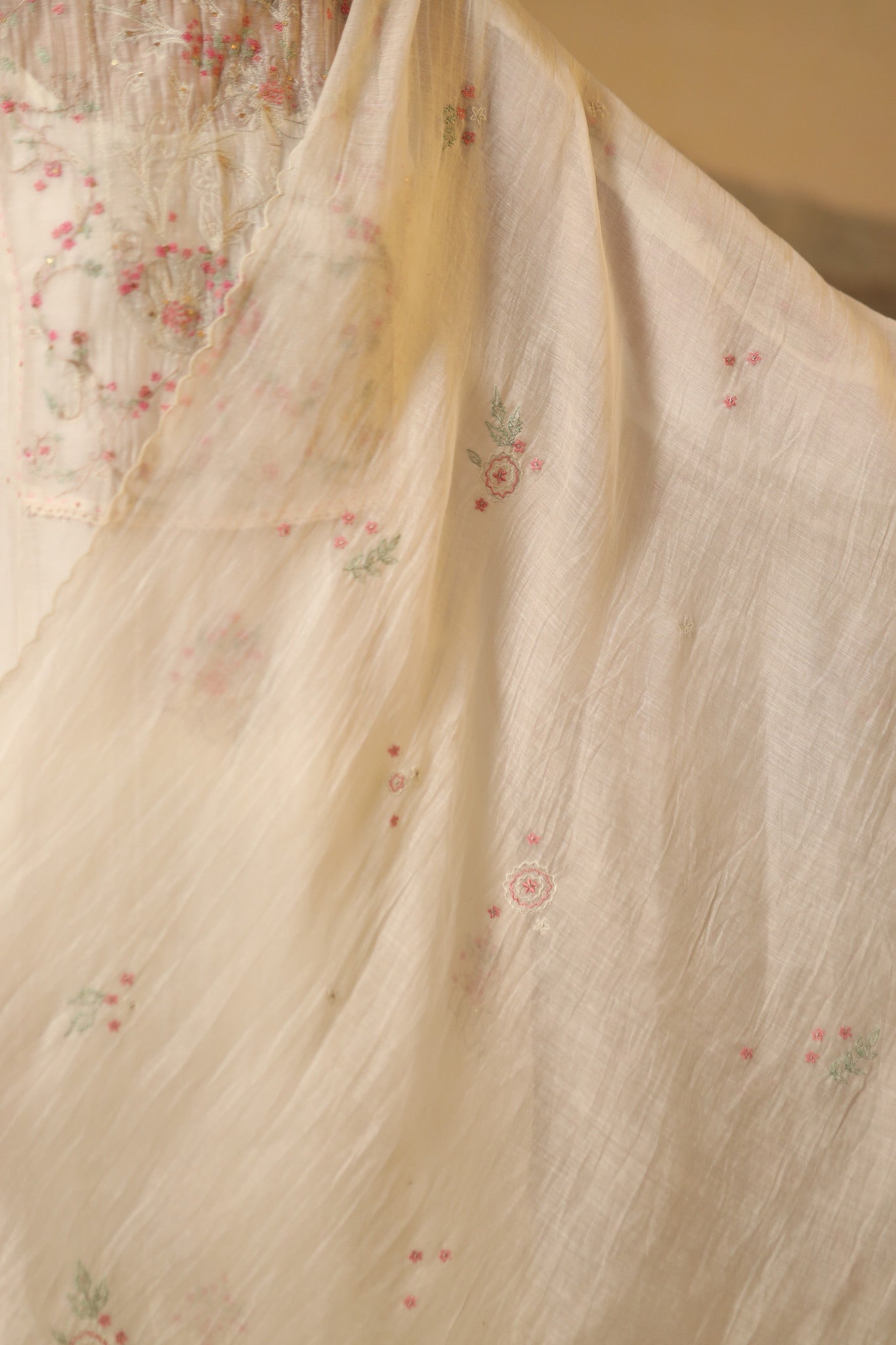 Ivory white Victorian kurta set with dupatta